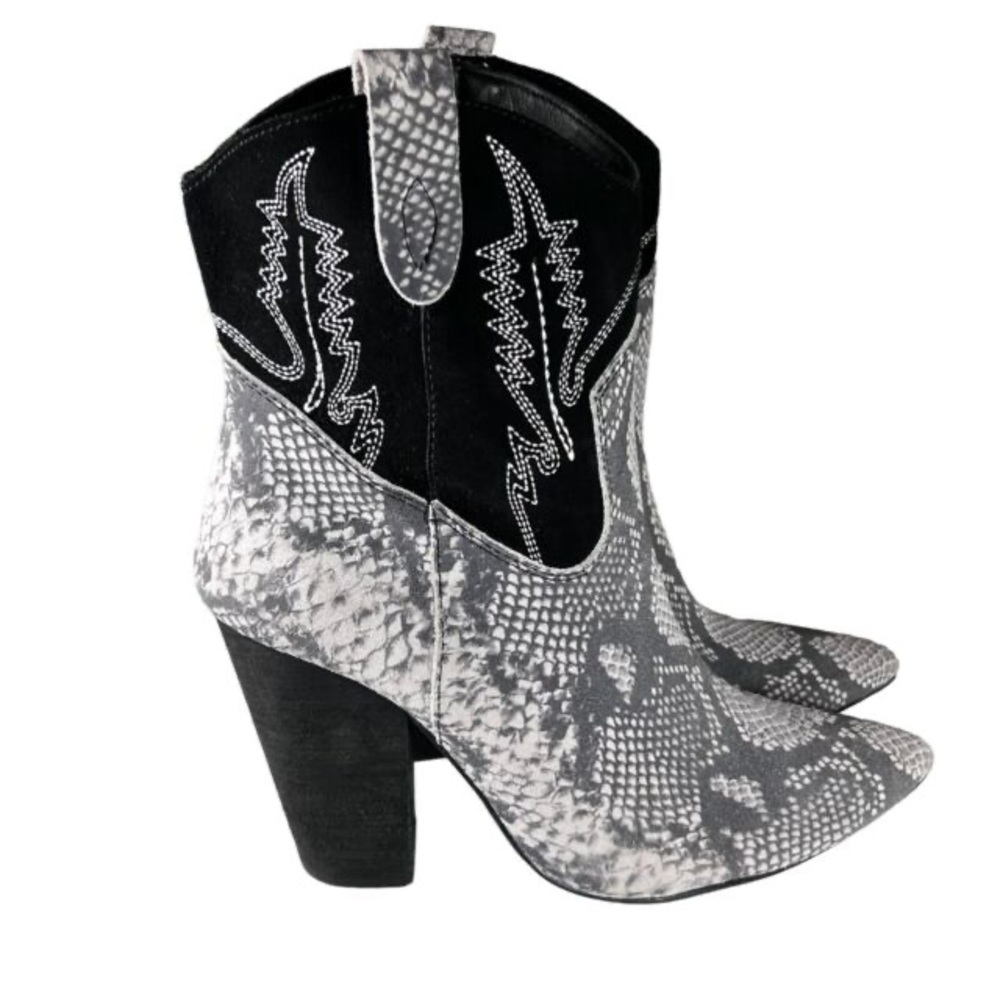 DINGO Women's Calico Boots - Snakeskin - Black/White/Grey Size 8